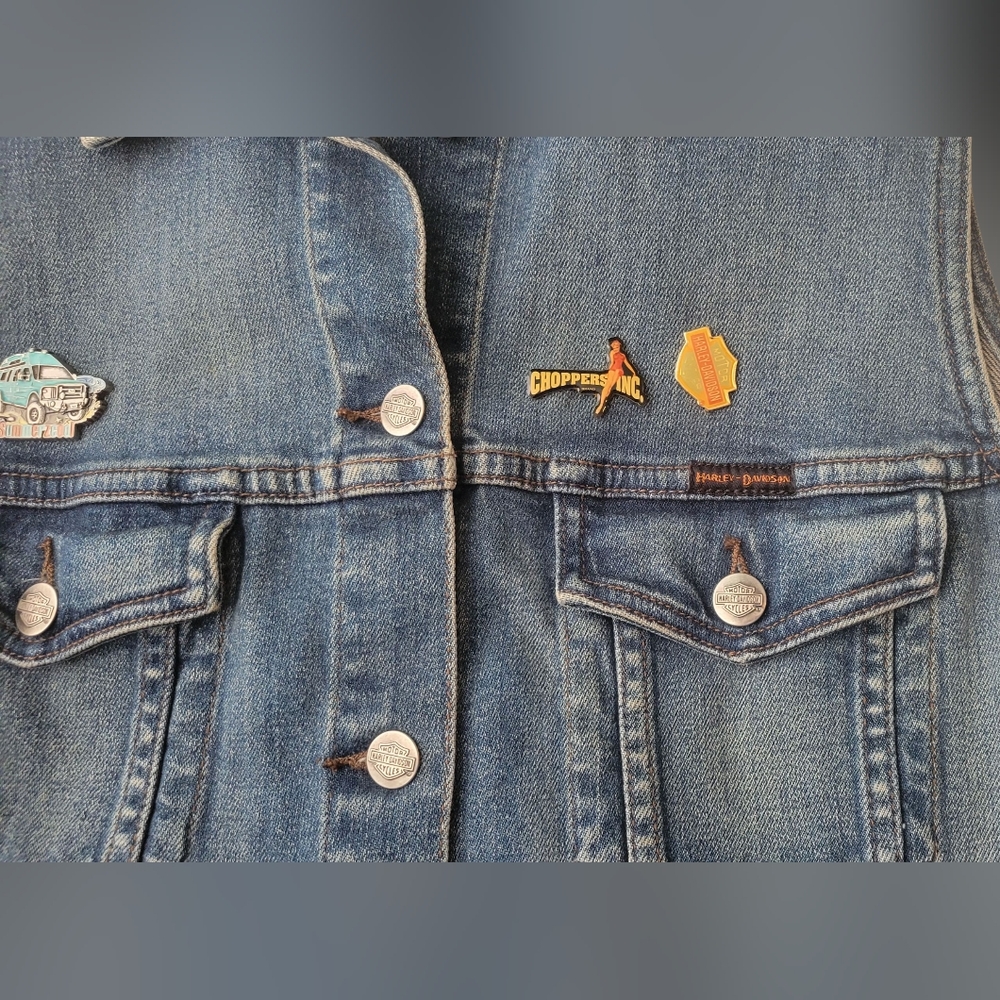 Harley-Davidson Blue Denim Cutoff Vest - Picture 4 of 10